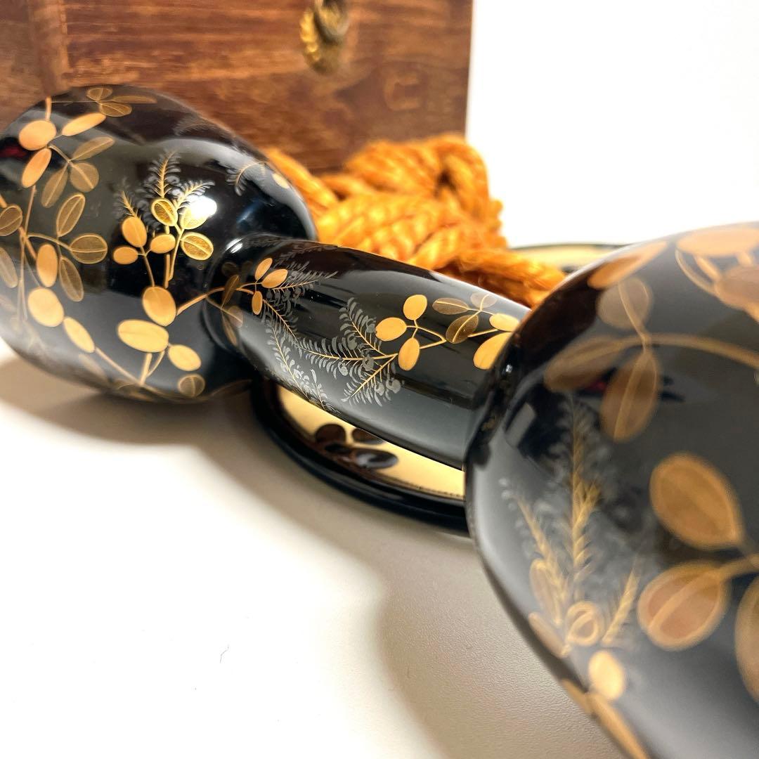 【良品】鼓　蒔絵　小鼓　胴　和楽器　漆塗り　伝統芸能　能 歌舞伎　金彩