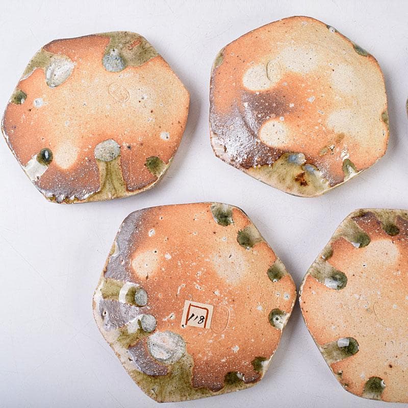 和食器　伊賀焼　西山窯　坂本瀧山作　銘々皿　五客　共箱　V　8507