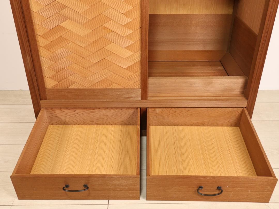 BK240　茶道具　置水屋　箪笥　茶箪笥　網代扉　煎茶棚　2段