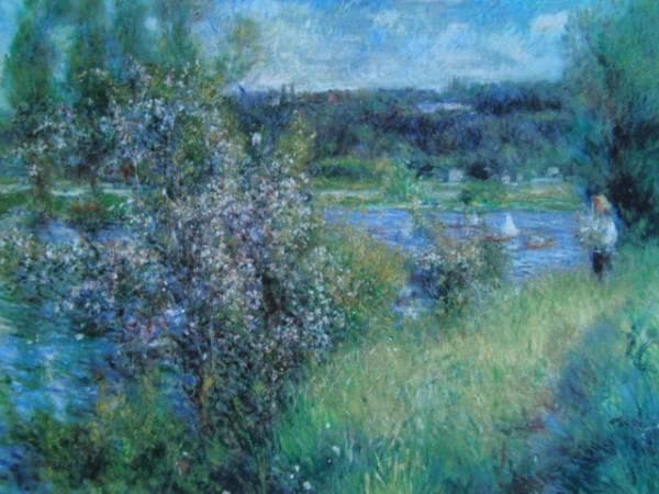 ルノワール 、【シャトゥーのセーヌ河】、希少画集画、新品高級額・額装付