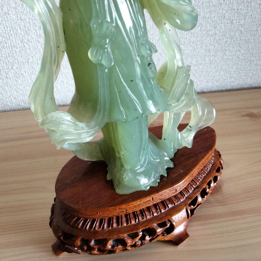 中国美術　古美術品　翡翠　天女　羽衣天女　立像　香港　置物　時代物　縁起物　唐物
