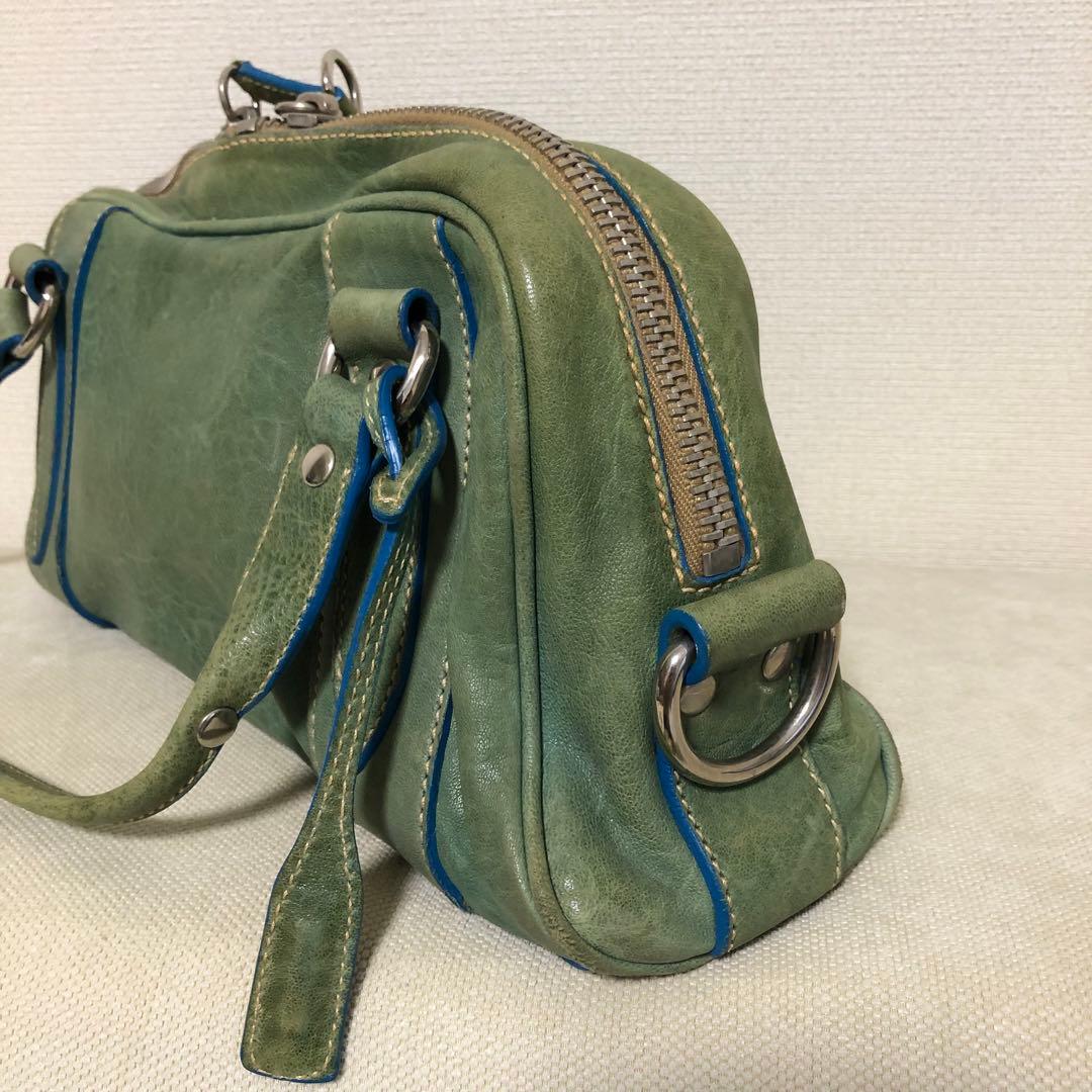 MIU MIU レザー ハンドバッグ グリーン系