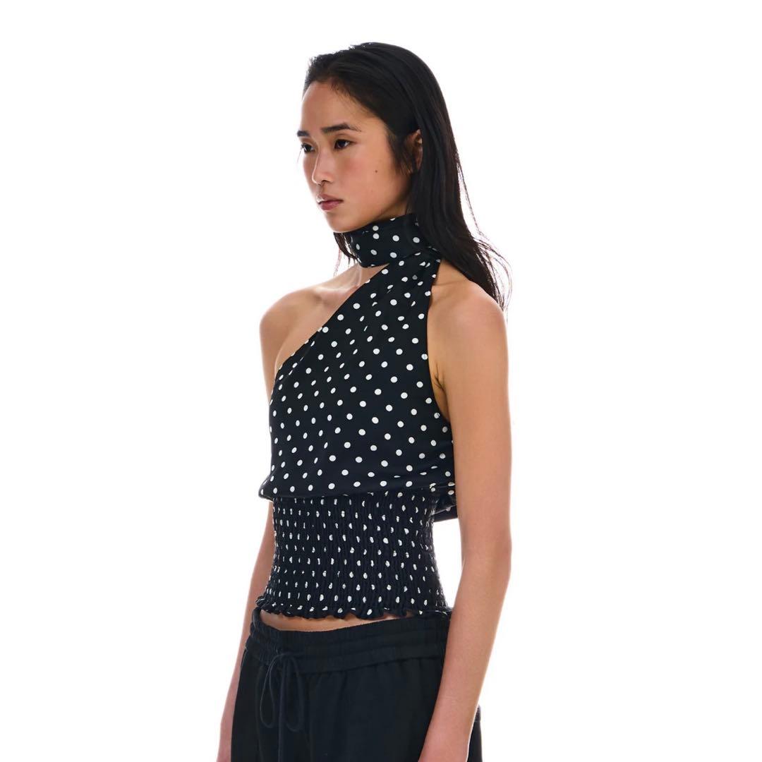 トップス BEEDEN DOTS SCARF NECK TOPS