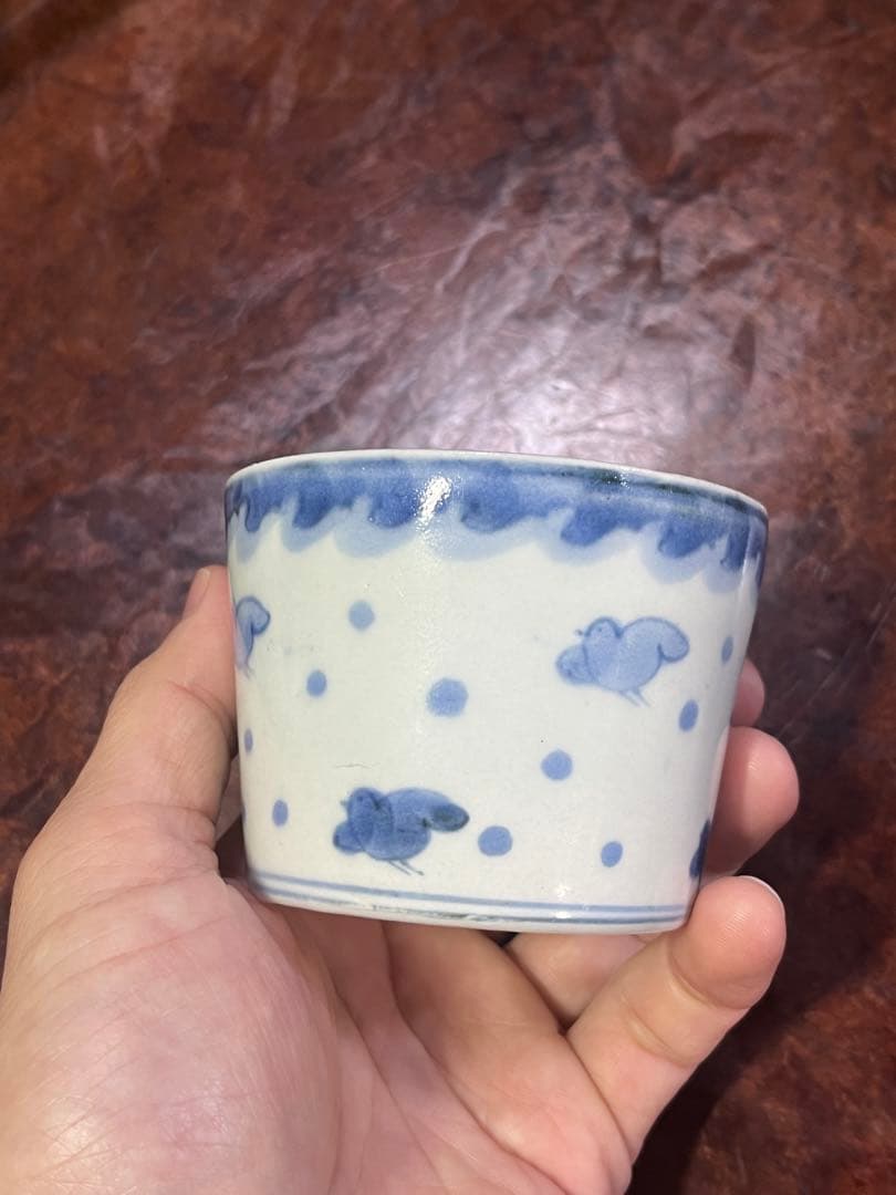 古伊万里 蕎麦猪口 雨降 波千鳥 ちょこ 蕎麦 千鳥 唐草 そば猪口 民芸 民藝