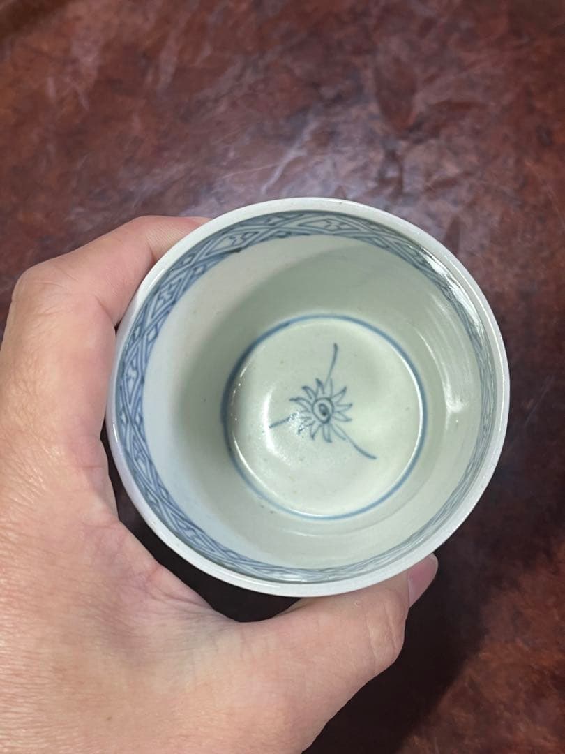 古伊万里 蕎麦猪口 雨降 波千鳥 ちょこ 蕎麦 千鳥 唐草 そば猪口 民芸 民藝