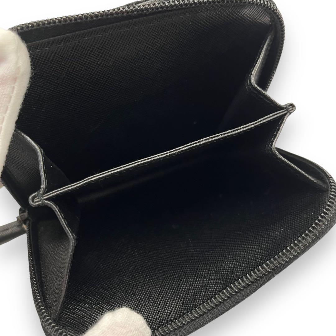極美品■プラダ ナイロン キルティング ラウンドジップ財布 サフィアーノレザー