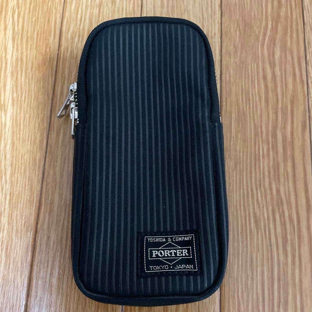 PORTER ブラック 筆箱 ストライプ　ポーチ