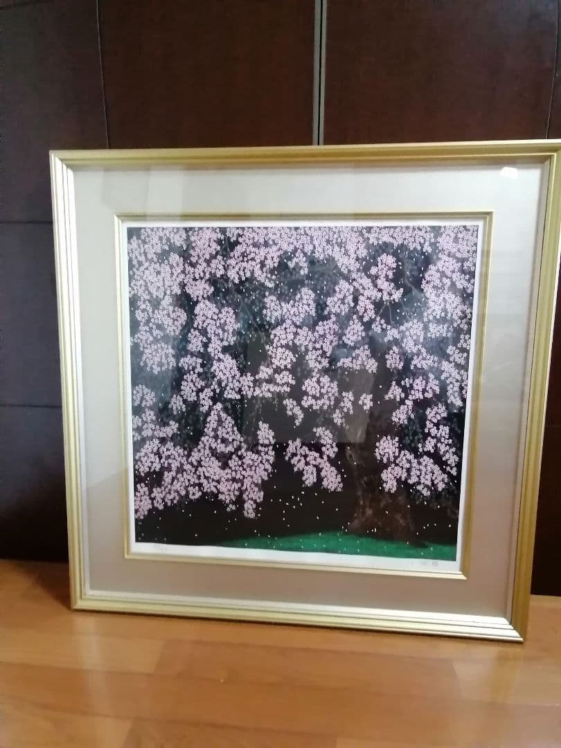 中島千波 「桜花春宵」リトグラフ　版画　桜　日本画　限定