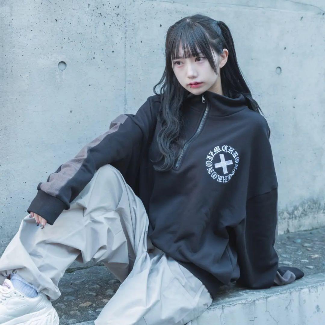 CHRONOIZM クロノイズム ハーフジップ スウェット　【ブラック】