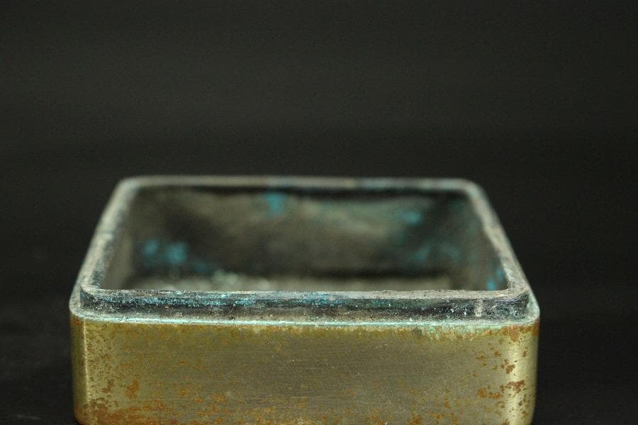 中国美術 古錫 刻 人物 題詞 朱肉 蓋物(HA432)