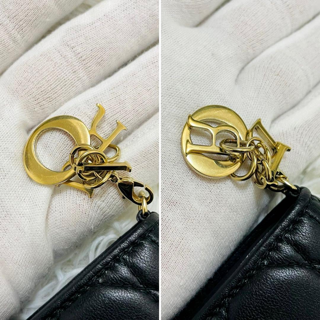 極美✨ディオール✨三つ折り財布 カナージュ ロータス キルティング 黒 現行