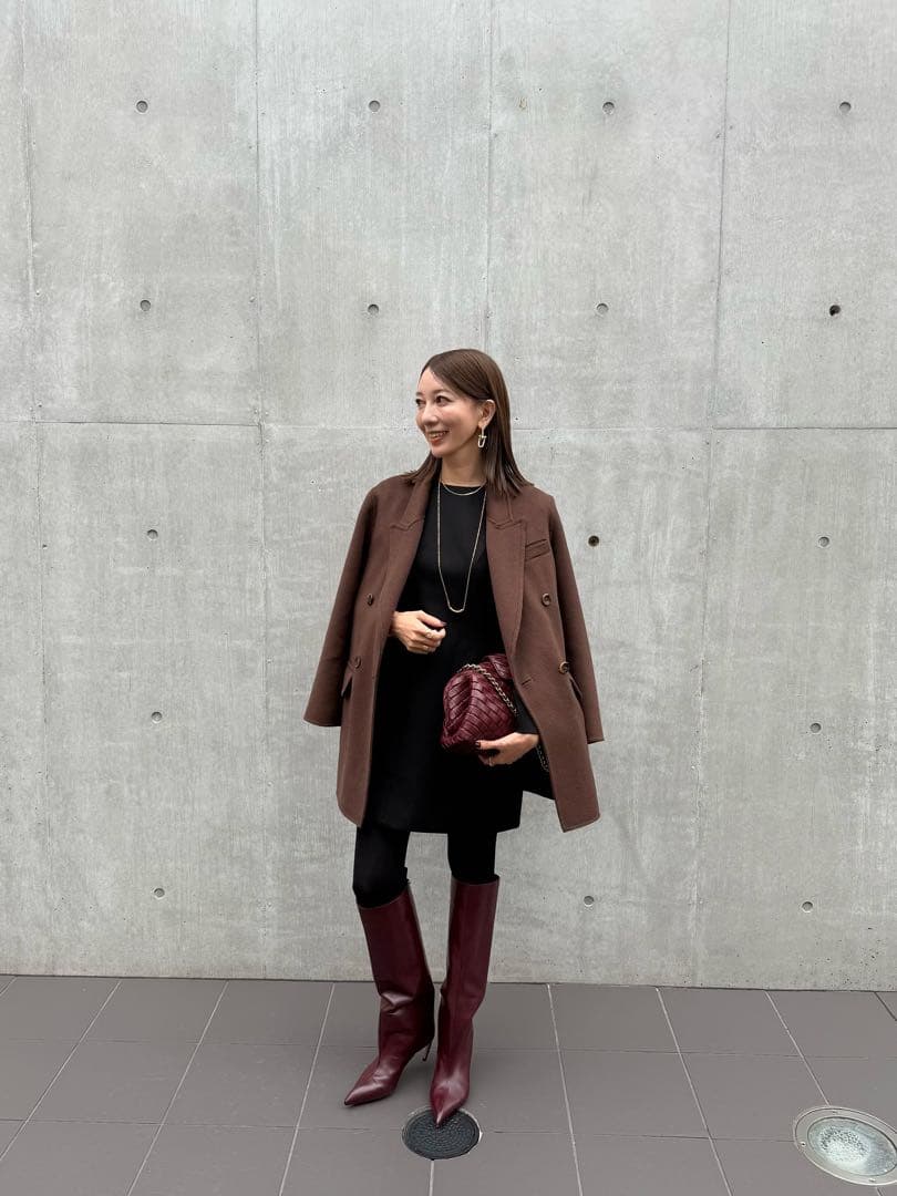 sakiさんコラボ　ジャケットコート　スカートとセットアップ　ブラウン　Mサイズ