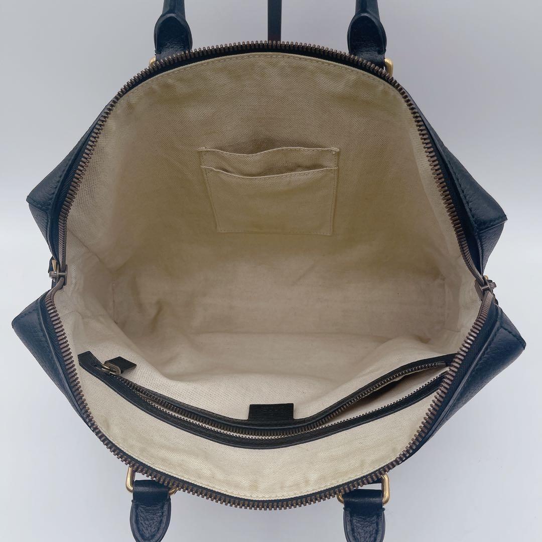 【GUCCI】ウェブ付ブリーフケース ビジネスバッグ 2WAY レザー ブラック
