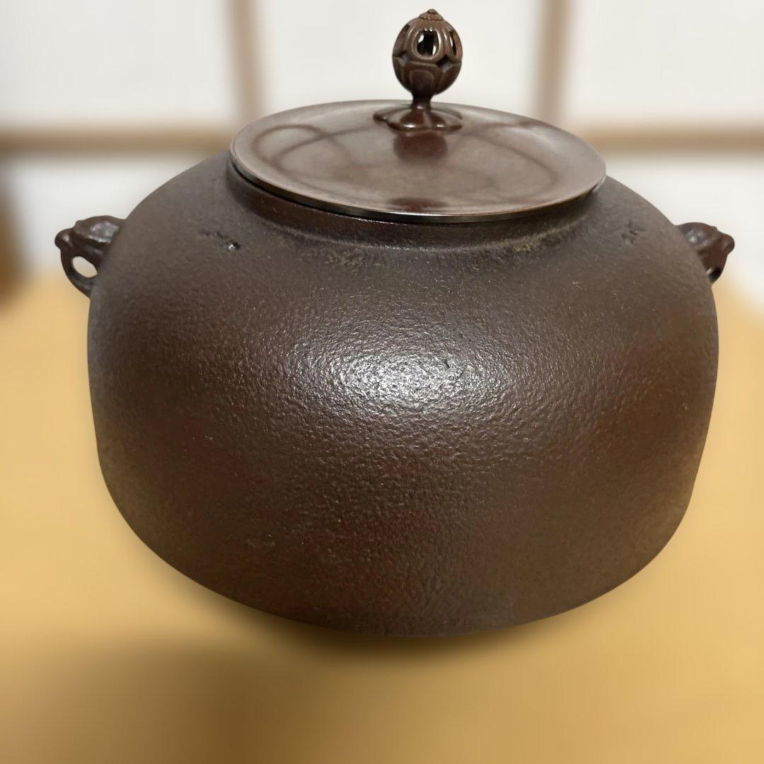 菊池正直 釜　一ノ瀬宗和 風炉　唐銅鬼面風炉　27日まで限定10%オフ‼️