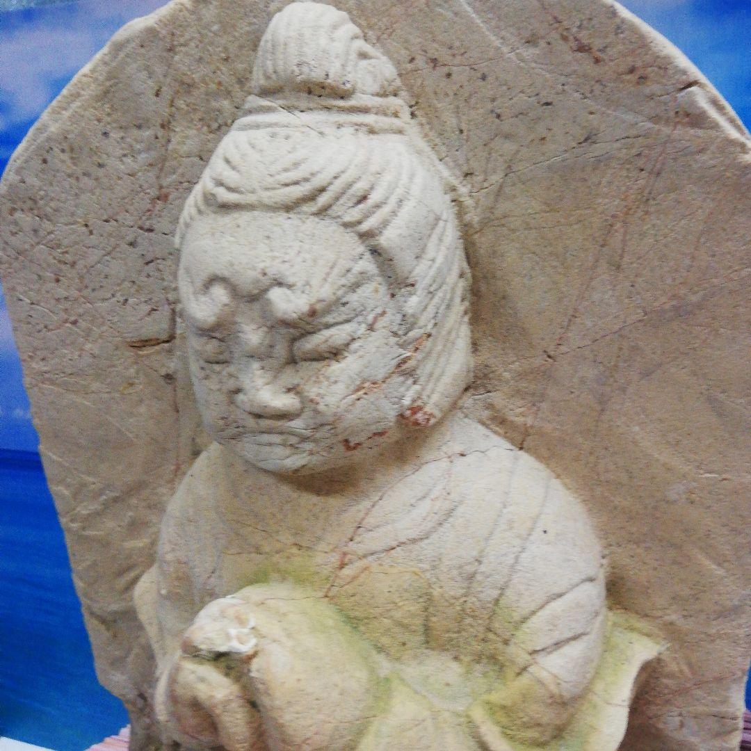 仏教美術石仏石灰岩高さ４６センチサイズ重量１０キログラム地域詳細不明オブジェ置物