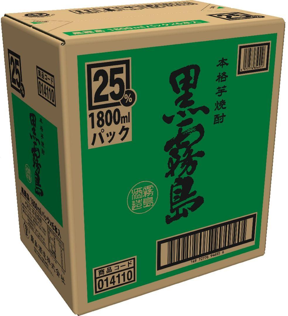 黒霧島 25度 1800ml パック ６本×２ケース