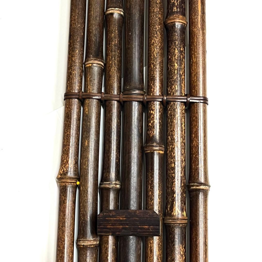 希少・時代物■黒竹　垂撥（すいはつ）7本組・掛け花器・茶道具・竹工芸・インテリア