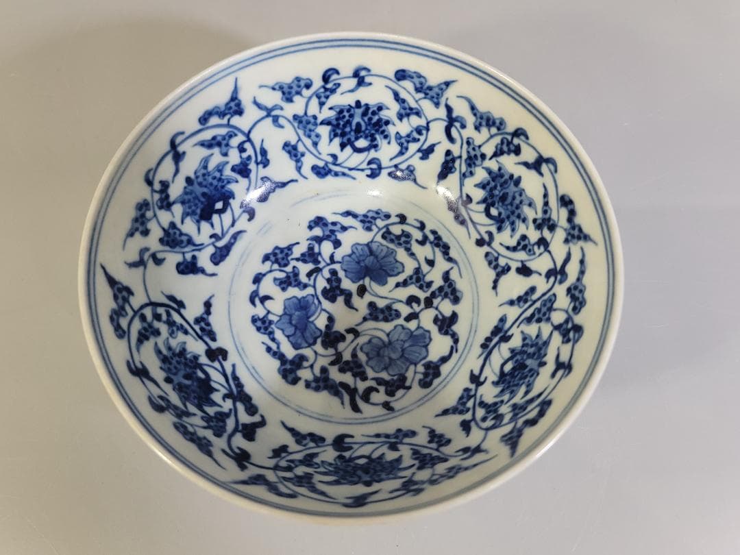 中国 染付 唐草模様 碗 DT253