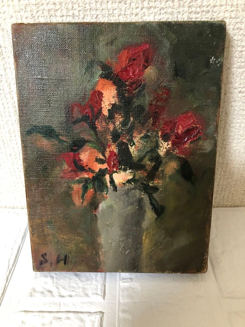 油絵（赤い花）