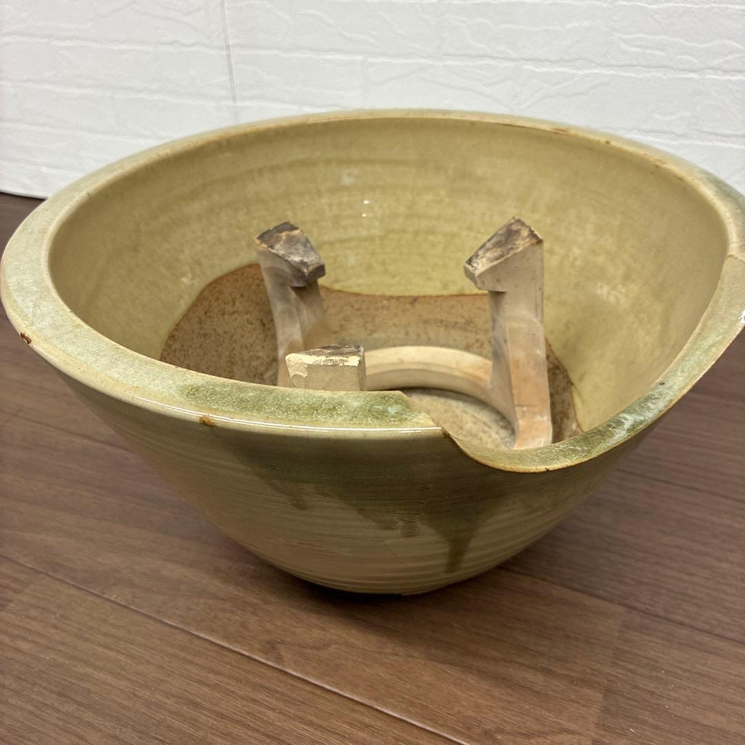 陶器 風炉 五徳付き 茶道具 紋入り