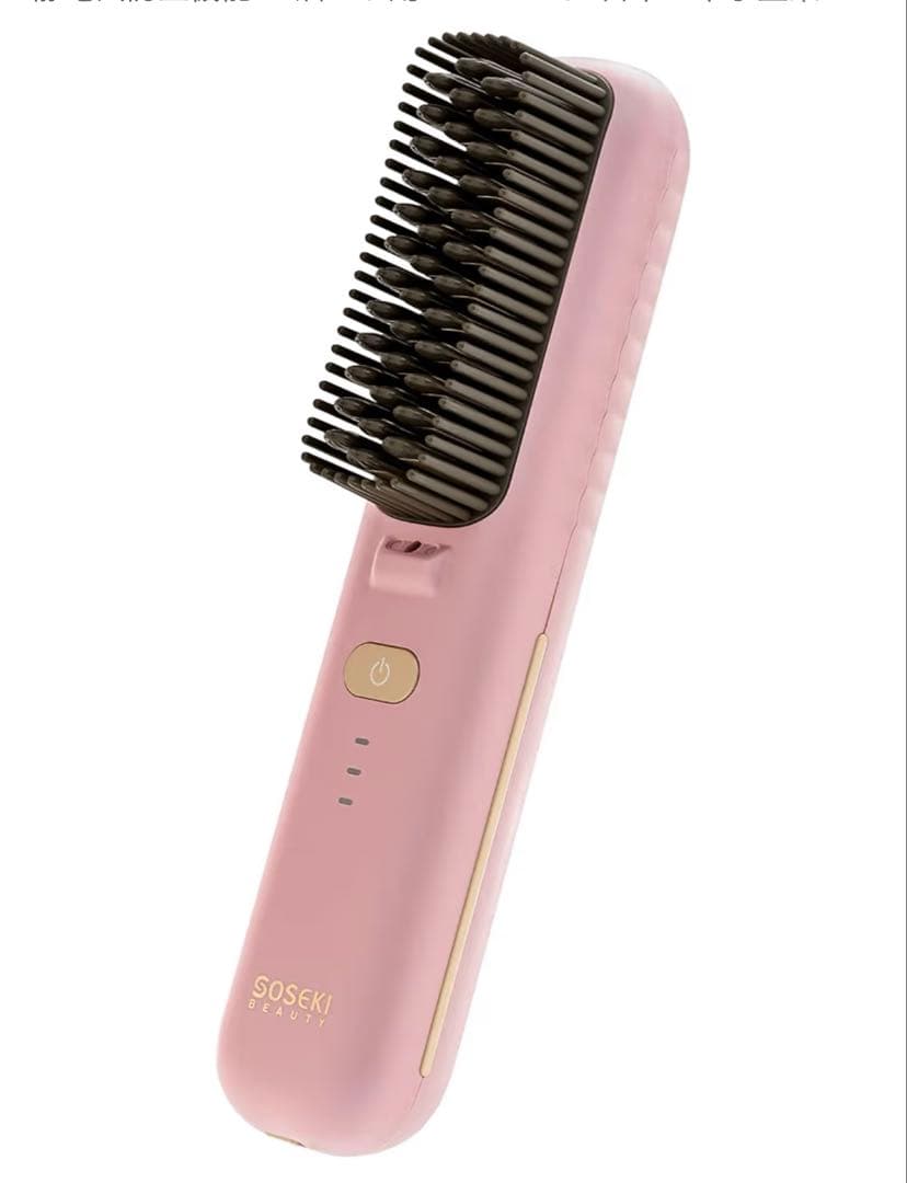 ★新品 ブラシ ヘアアイロン ピンク コードレス プレゼントにも♡