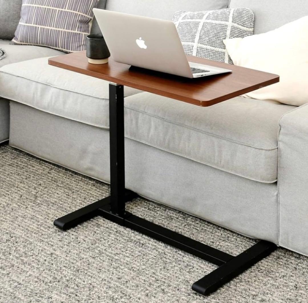 山善　昇降式 サイドテーブル 高さ60-95㎝ KUT-7040(WL/BK)