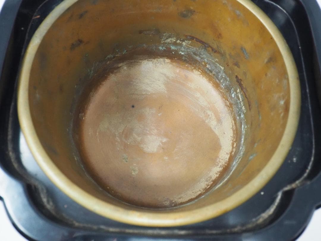 輪島塗　小型火鉢　漆塗り　金蒔絵　手あぶり火鉢