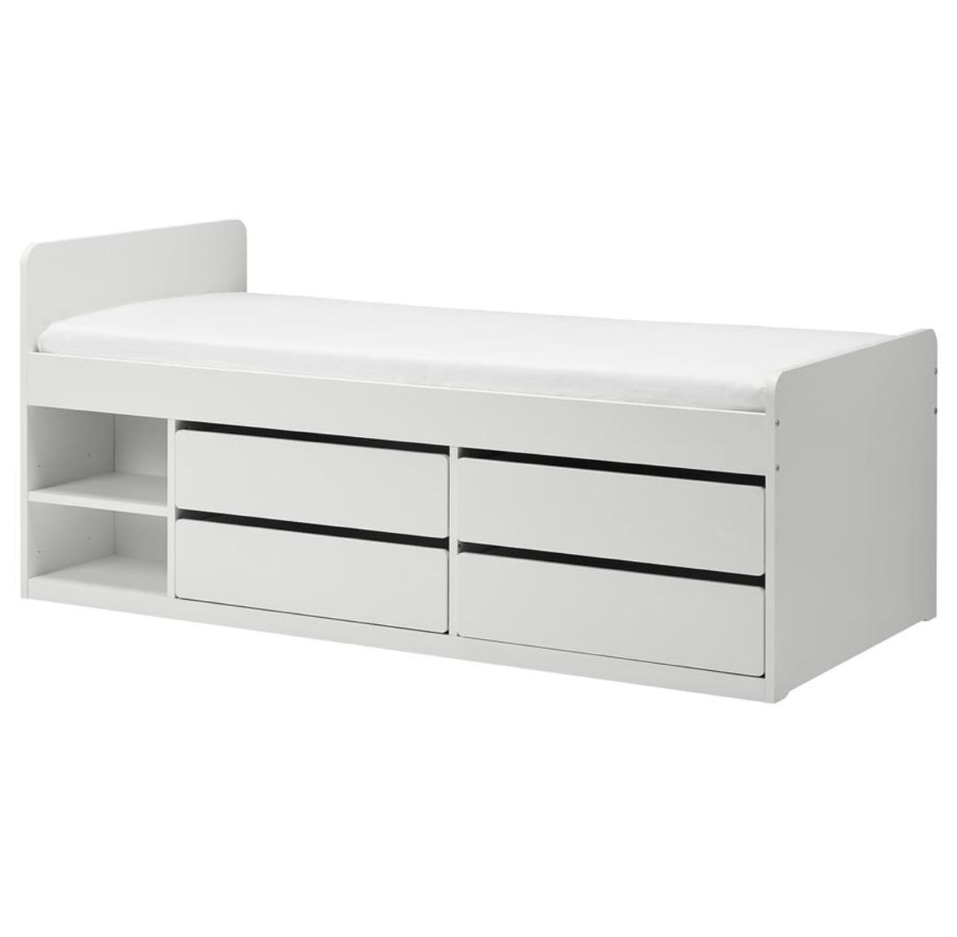 【美品】IKEA 人気のSLÄKT（スレクト）シングルベッド 収納付き ホワイト