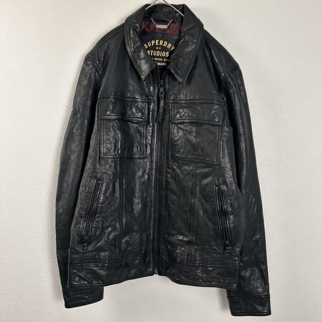 ジャケット・アウター Superdry Men's Seventies Leather Jacket