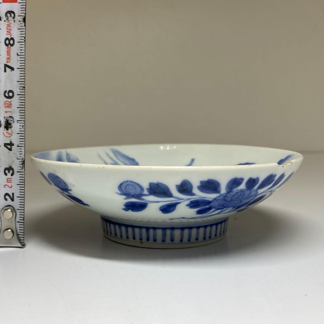 江戸中後期　極上手鍋島焼染付山水風景画皿　木箱付　本Y7-0331☆1Fタニト