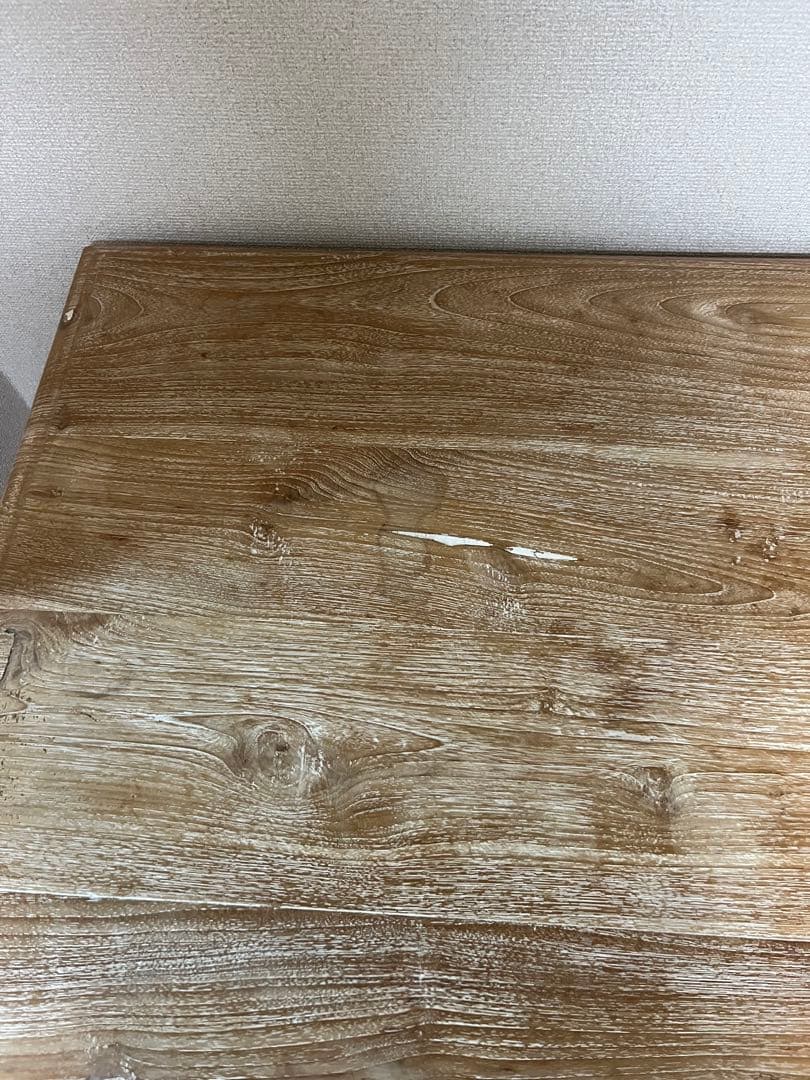 チーク ダイニングテーブル 180cm ナチュラルホワイト 無垢材