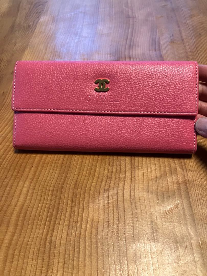【非売品】CHANEL シャネルノベルティ ピンクレザー三つ折り財布