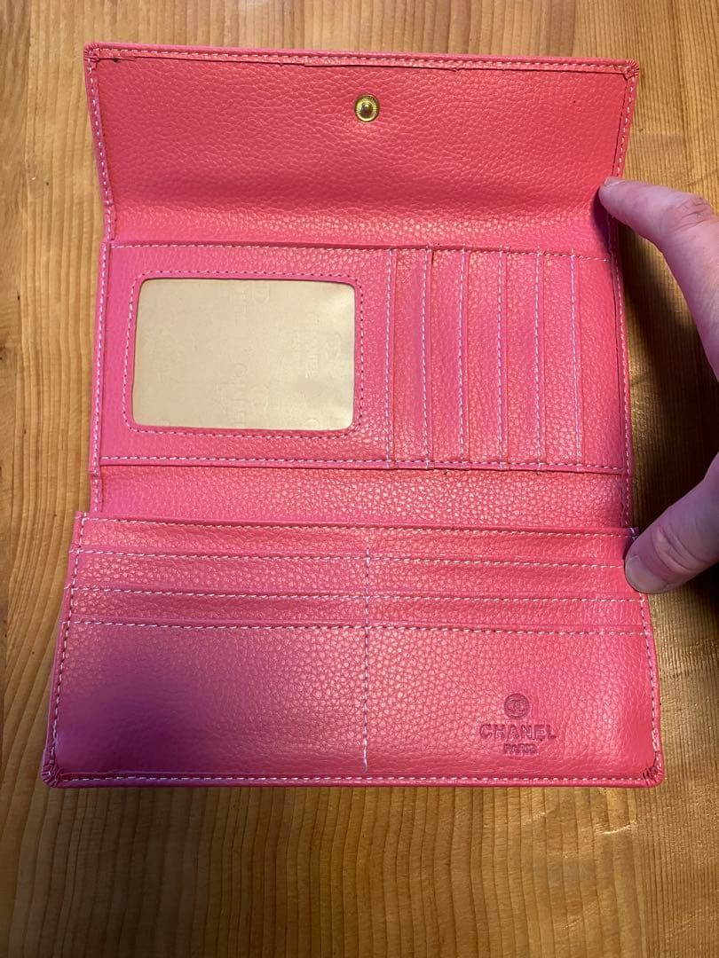 【非売品】CHANEL シャネルノベルティ ピンクレザー三つ折り財布