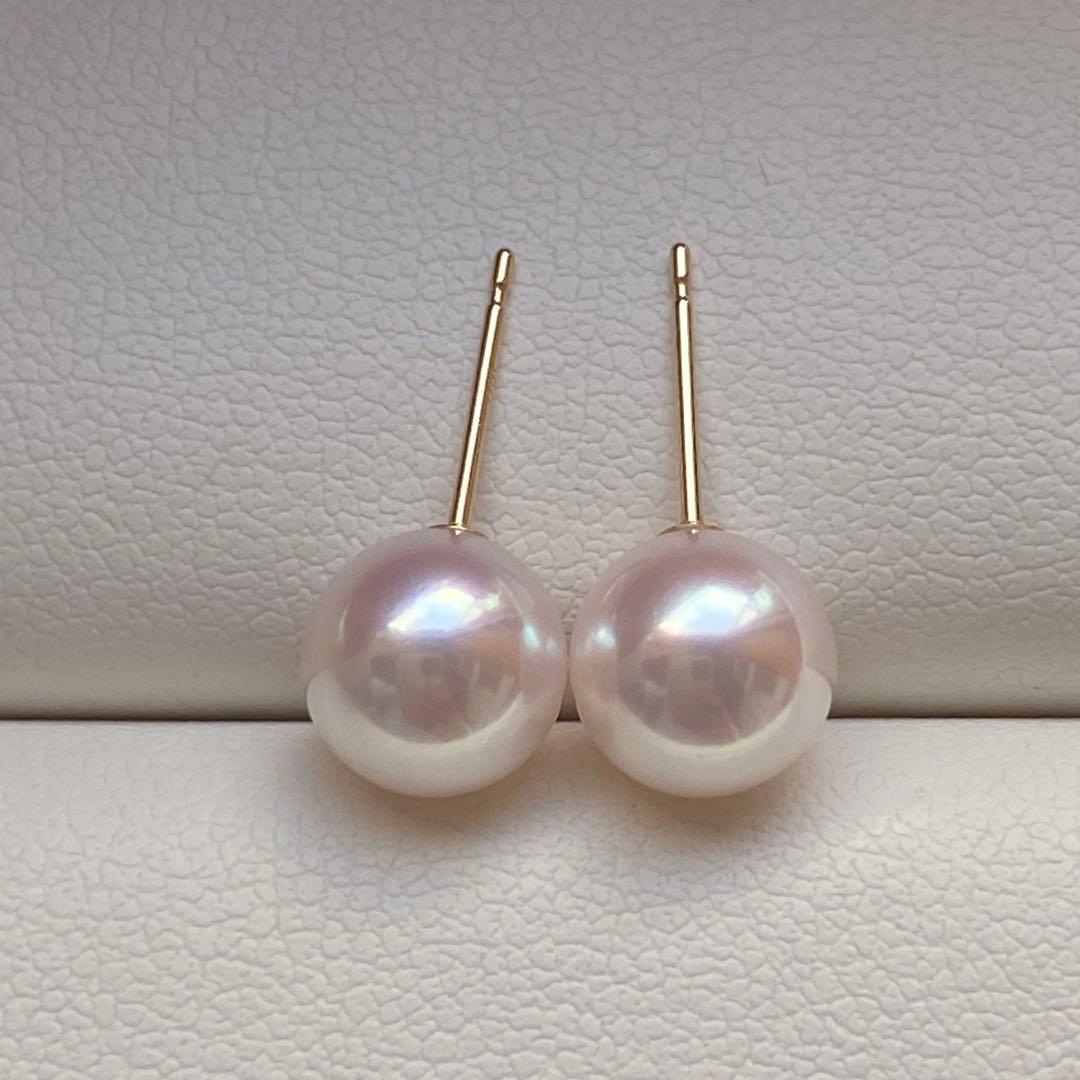1941美品❣️花珠から天女級のテリ❣️K18❣️あこや真珠7.5-8mm ピアス
