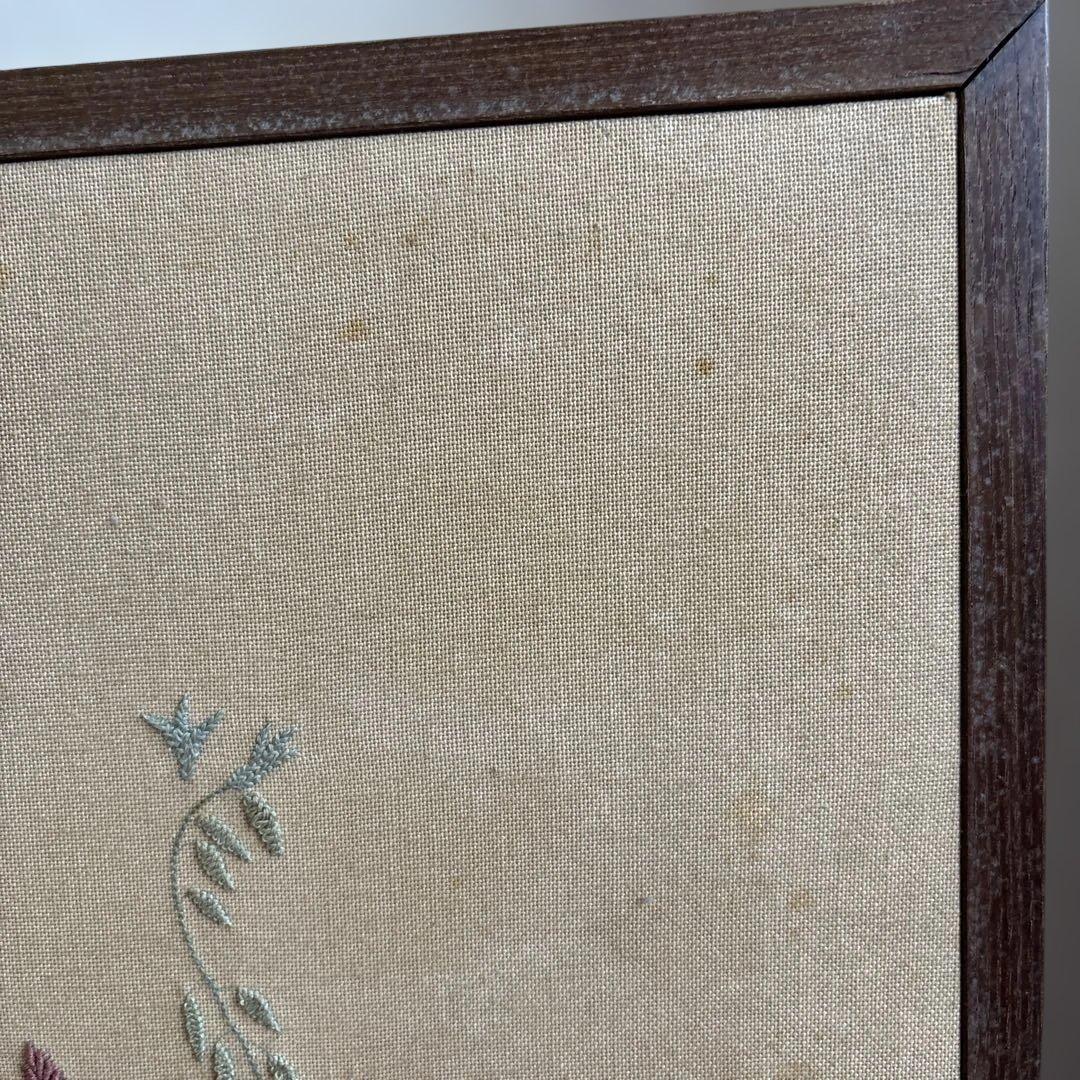 衝立　仕切り　枕屏風　花柄刺繍　アンティーク　骨董　送料込み