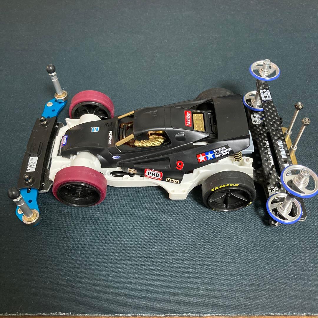 ミニ四駆 ブラックグラスホッパー2 MAシャーシ カーボンパーツ 脱脂済ローラー