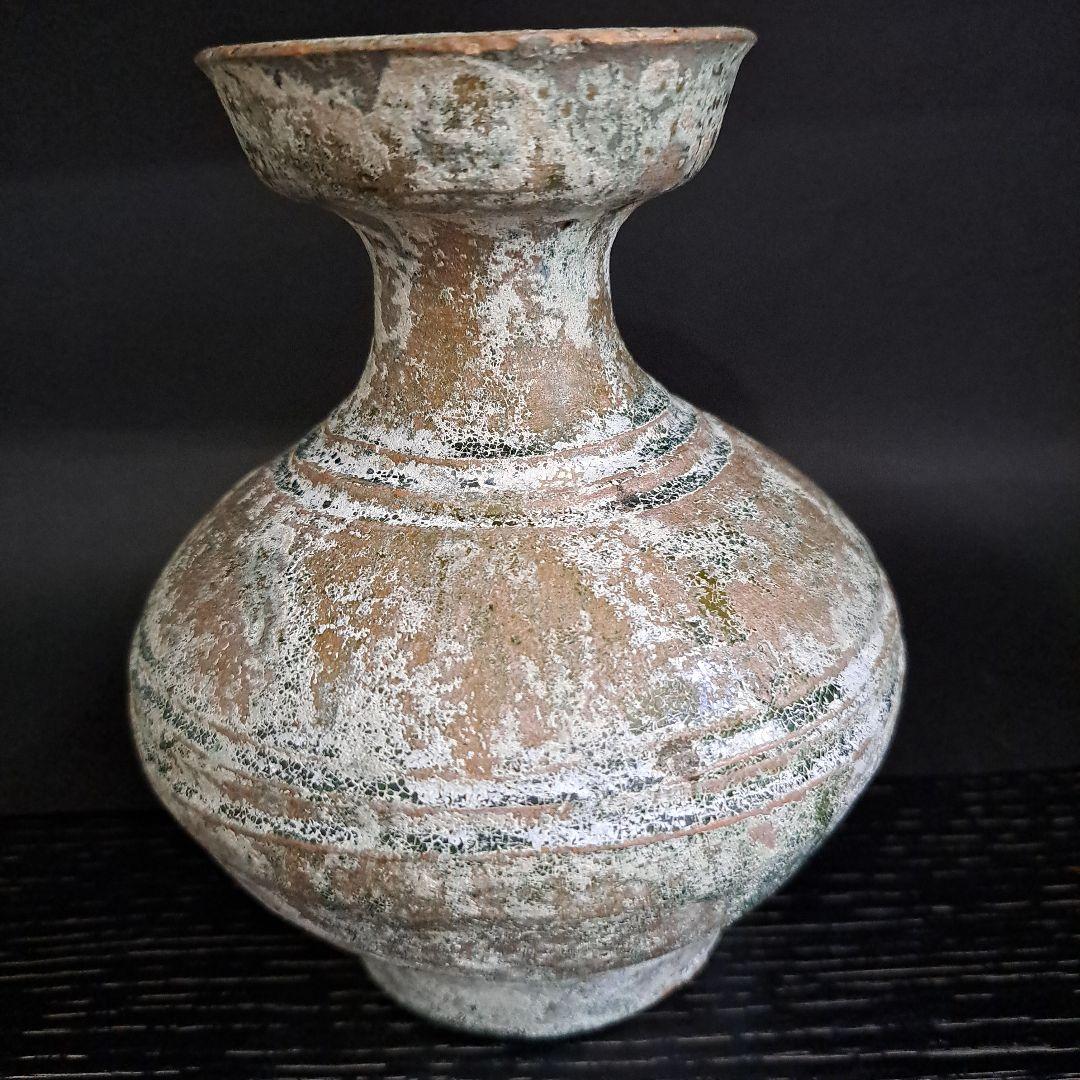 お値下げ中　　発掘品　中国古玩　緑釉銀化　古壺　　一世紀頃　漢時代
