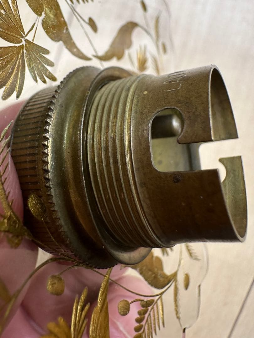 1900年代初頭 フランス アンティーク 金箔で絵付けされた美しいアトリエランプ