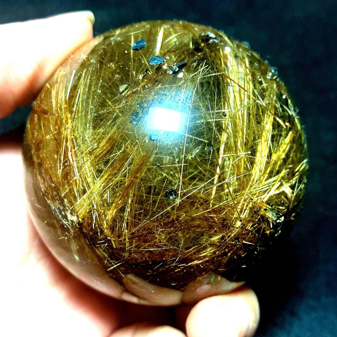 超絶綺麗✨62mm ゴールドルチルクォーツ　丸玉　スフィア　金針水晶