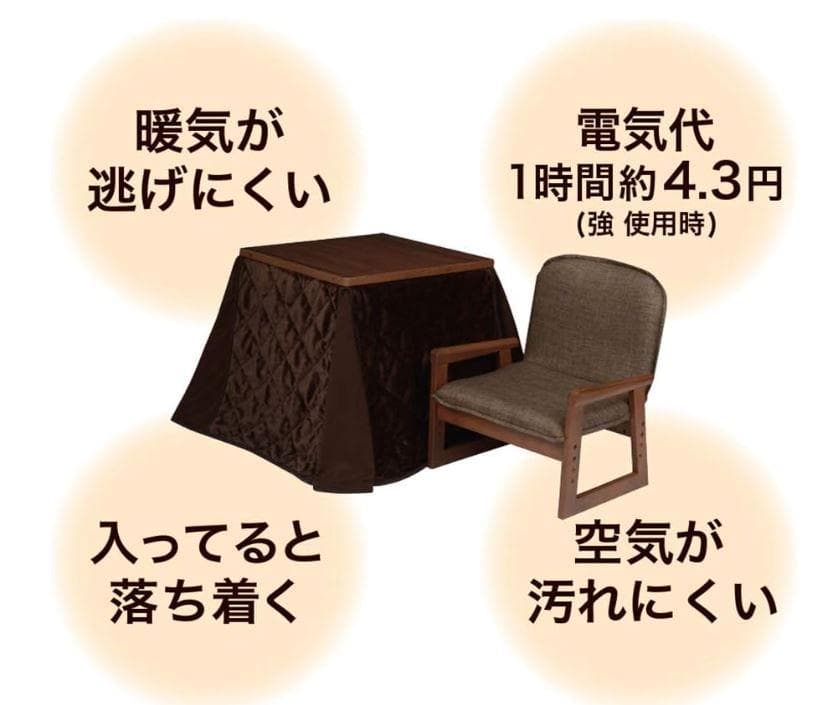 【おべべ】 おひとり様コタツ ブラウン 3点セット (炬燵・椅子・布団)