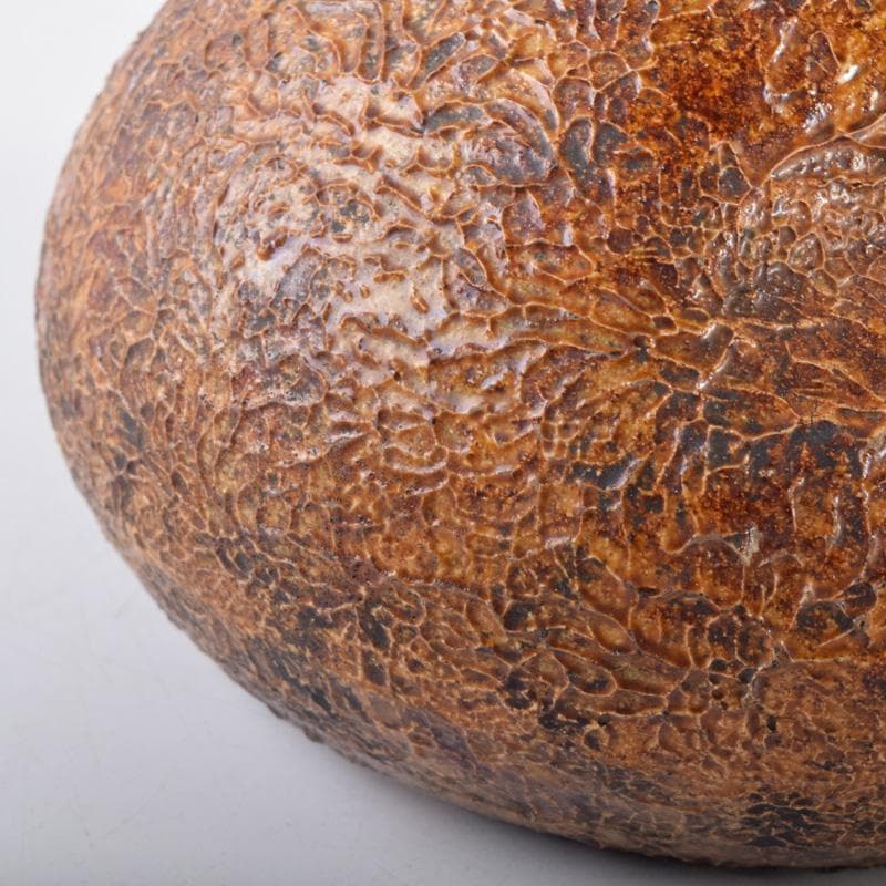 上野焼　十時窯　白川卓甫作　飴釉　細口瓶　花瓶　C　7218
