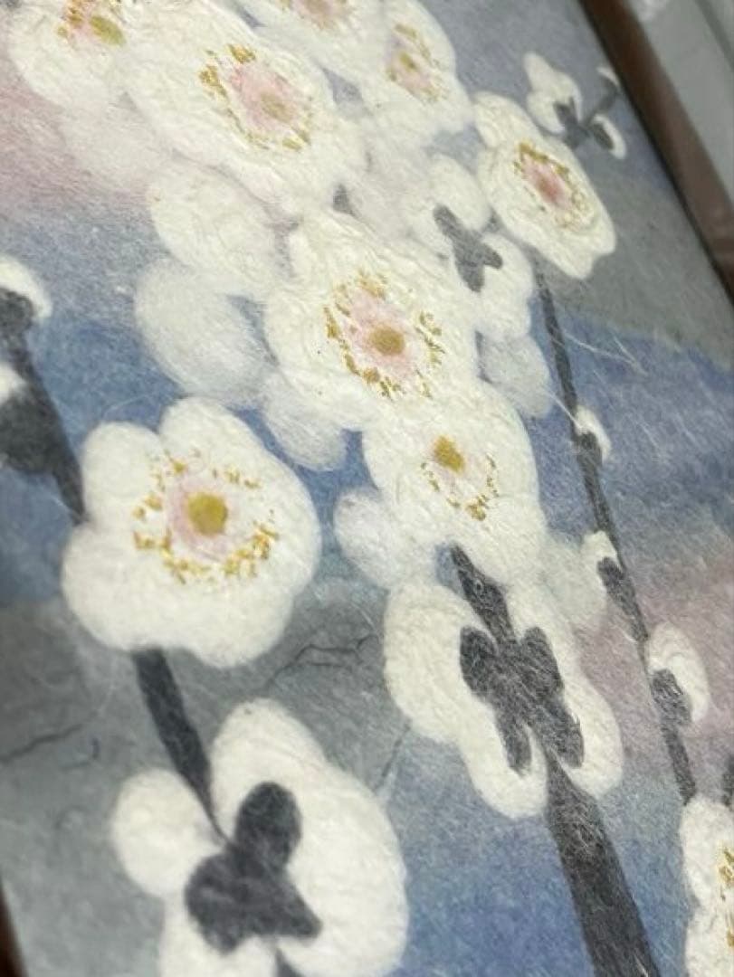 人間国宝　山内一生　小原和紙工芸作家　【白梅】