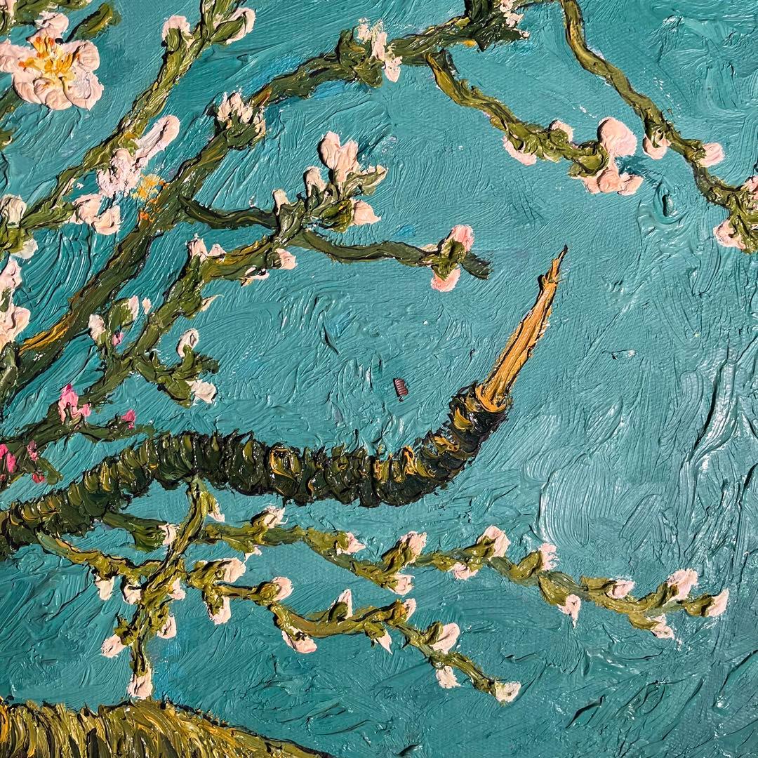 ★特大秀作★手書き油絵 ゴッホ 花咲くアーモンドの枝 額付 絵画 油彩画