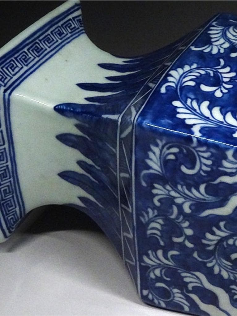 中国古玩 青花 染付鳳凰紋 花瓶 高約34cm 大清光緒年製 唐物 t96563