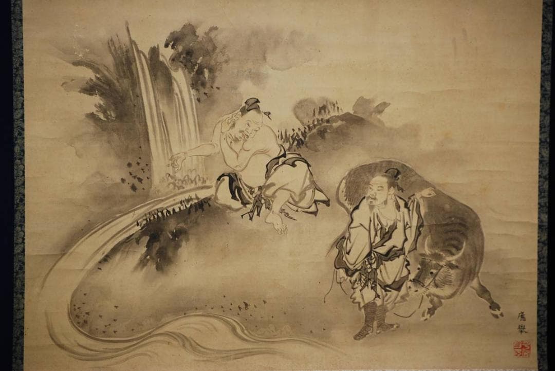 模写/円山応挙/圓山應擧/人物図/風俗画/布袋屋掛軸HD-282