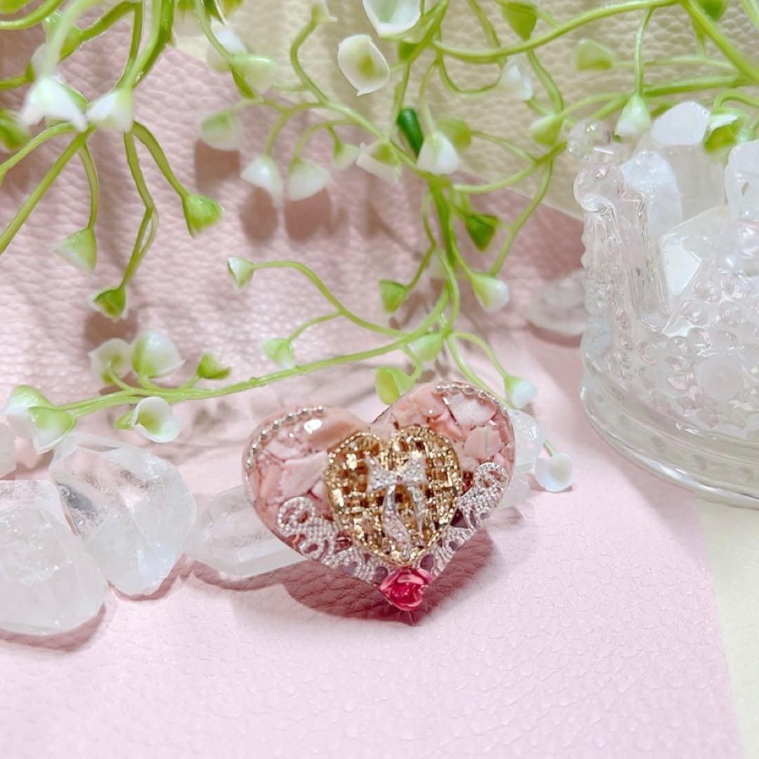 癒しのオルゴナイト❤️ピンクオパール＋アメジストのハート型♡