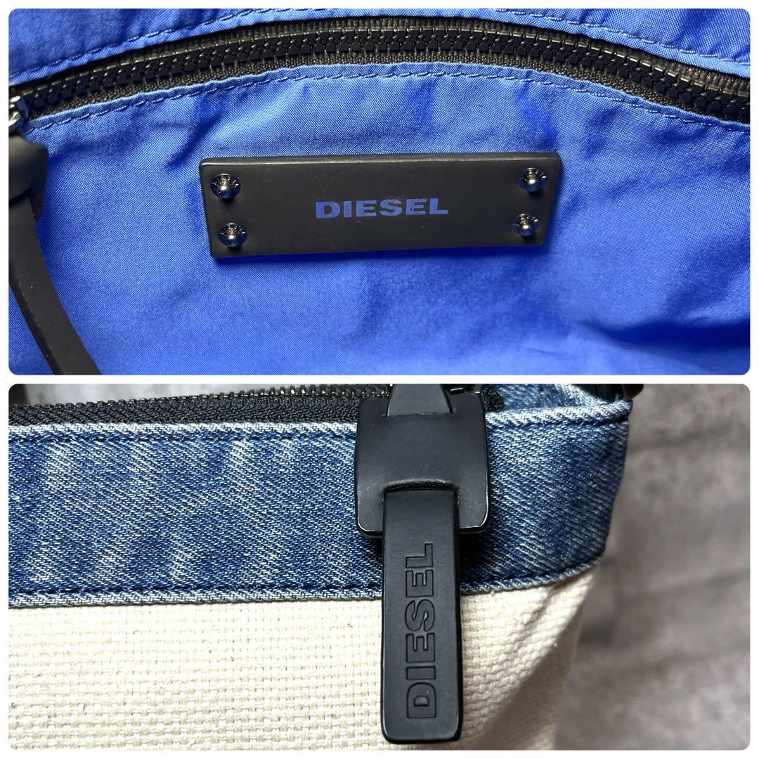 極美品 DIESEL デニム ショルダーバッグ キャンバス ロゴ ジップ y2k