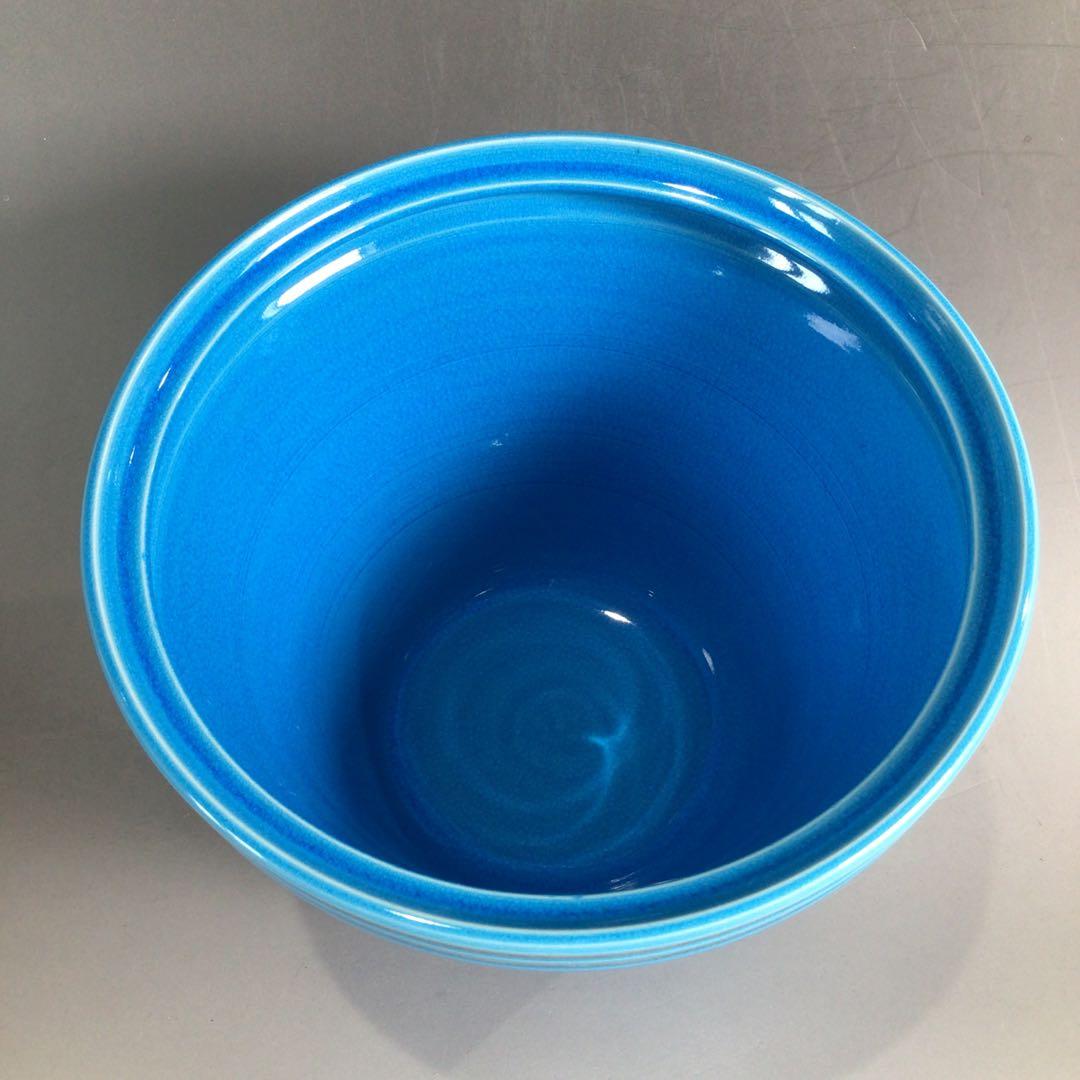 Ｐ３５４　水指　『御室窯造』『浅黄交趾』『末広水指』　共箱　茶道具