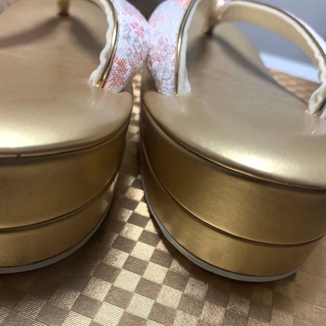 happyhappy8◆231◆和装用バッグと草履のセット（ピンク・金色）