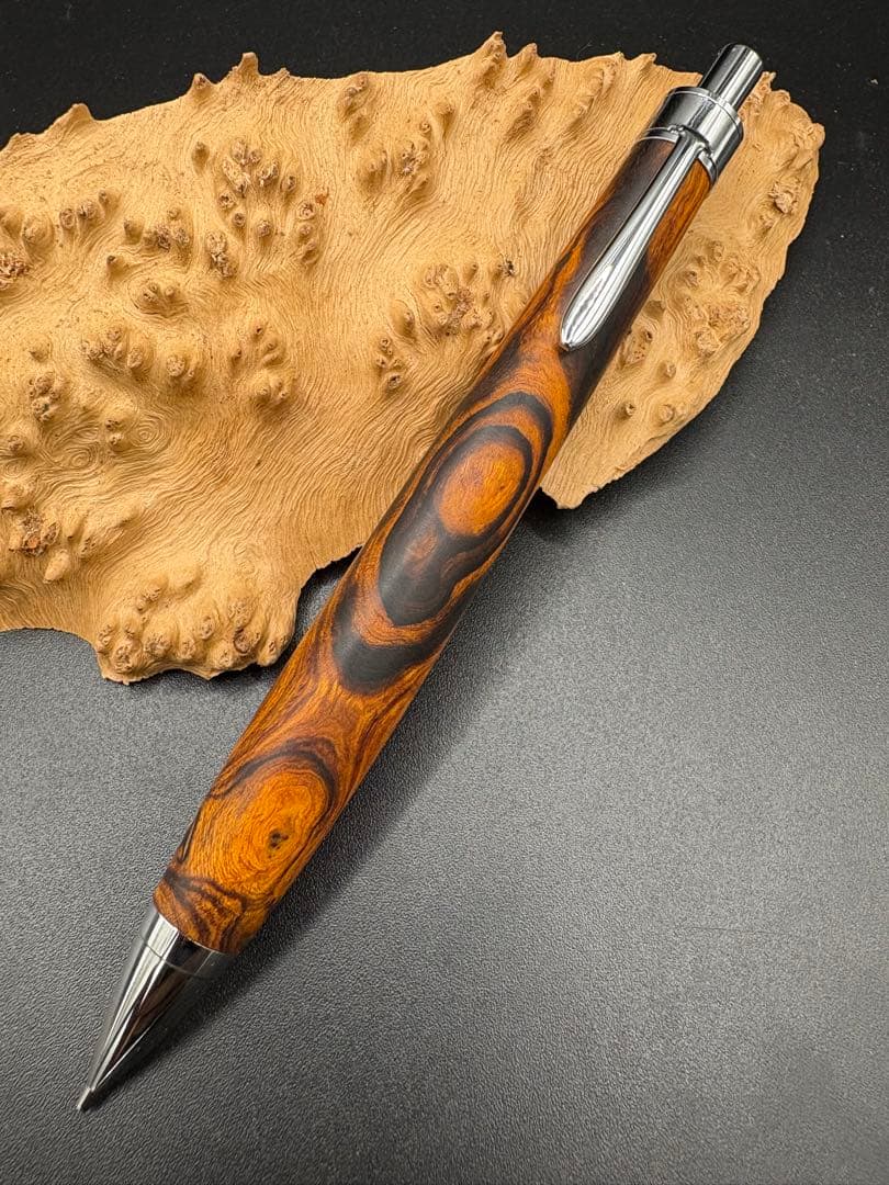 547極上　デザートアイアンウッド瘤杢　木軸シャーペン　ボールペン